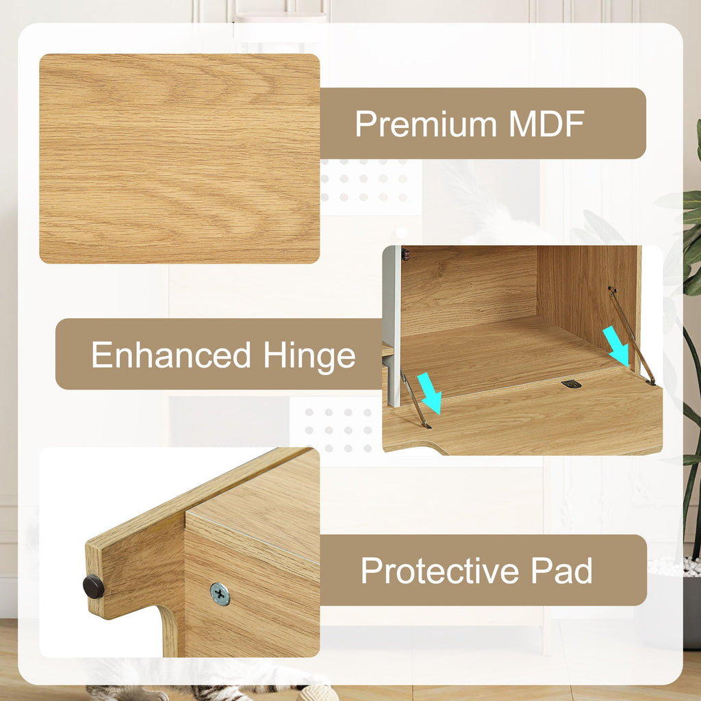 2-Piece Modern Cat Litter Box Enclosure Set – Hidden Cat House Side