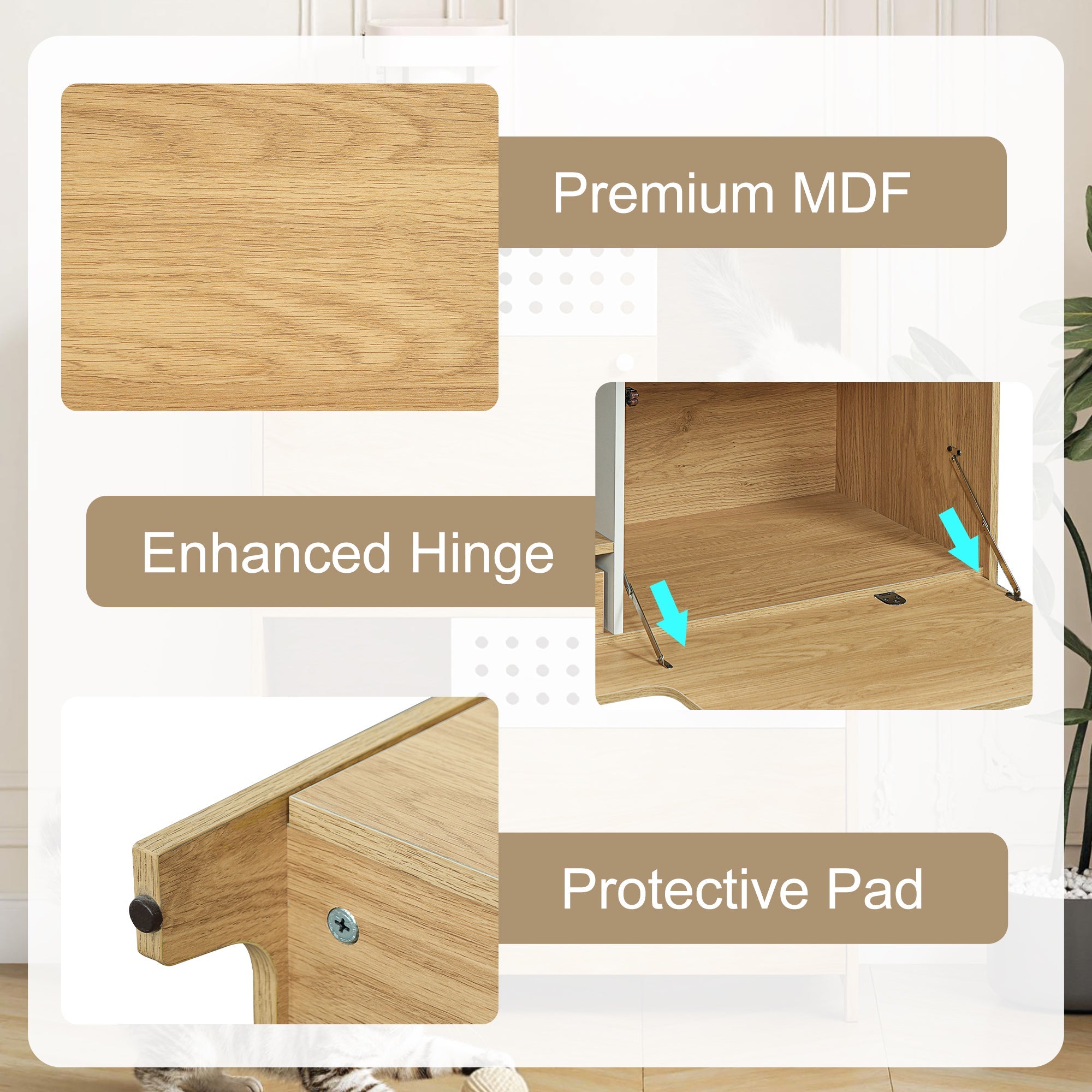 2-Piece Modern Cat Litter Box Enclosure Set – Hidden Cat House Side