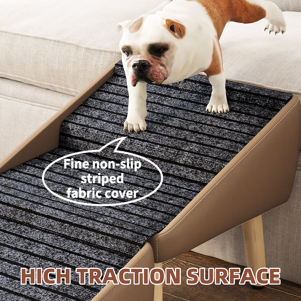 2-in-1 Foldable Dog Stairs & Ottoman – Non-Slip Wooden Pet Steps for