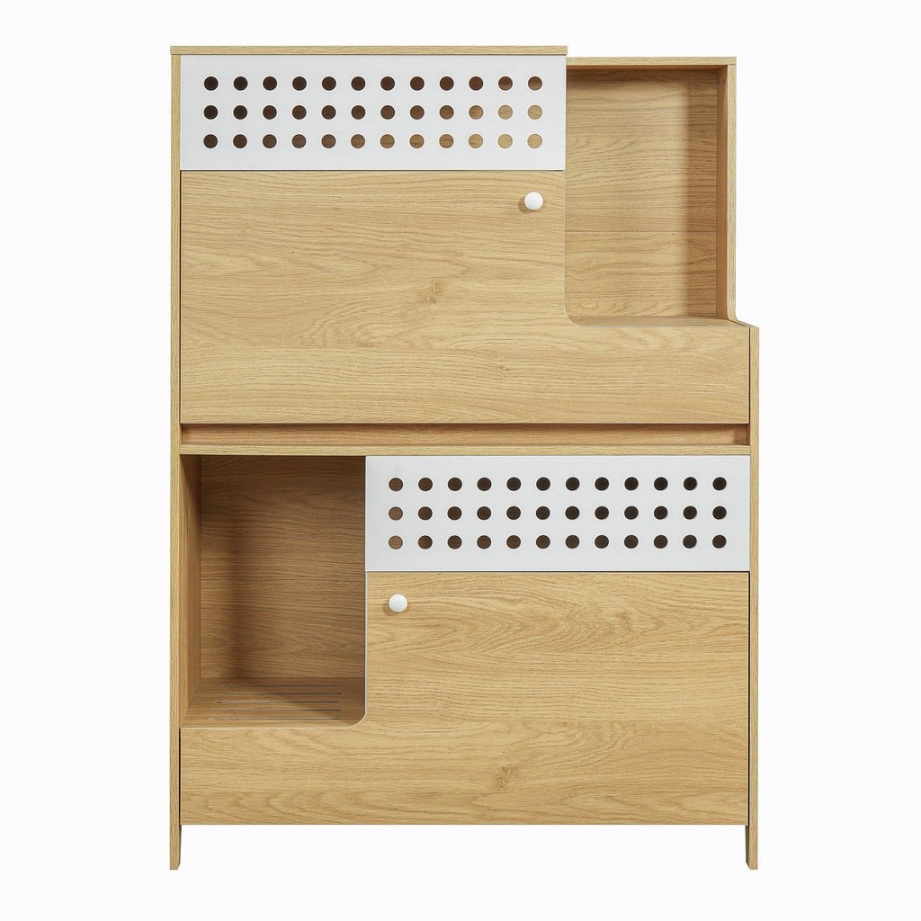 2-Piece Modern Cat Litter Box Enclosure Set – Hidden Cat House Side
