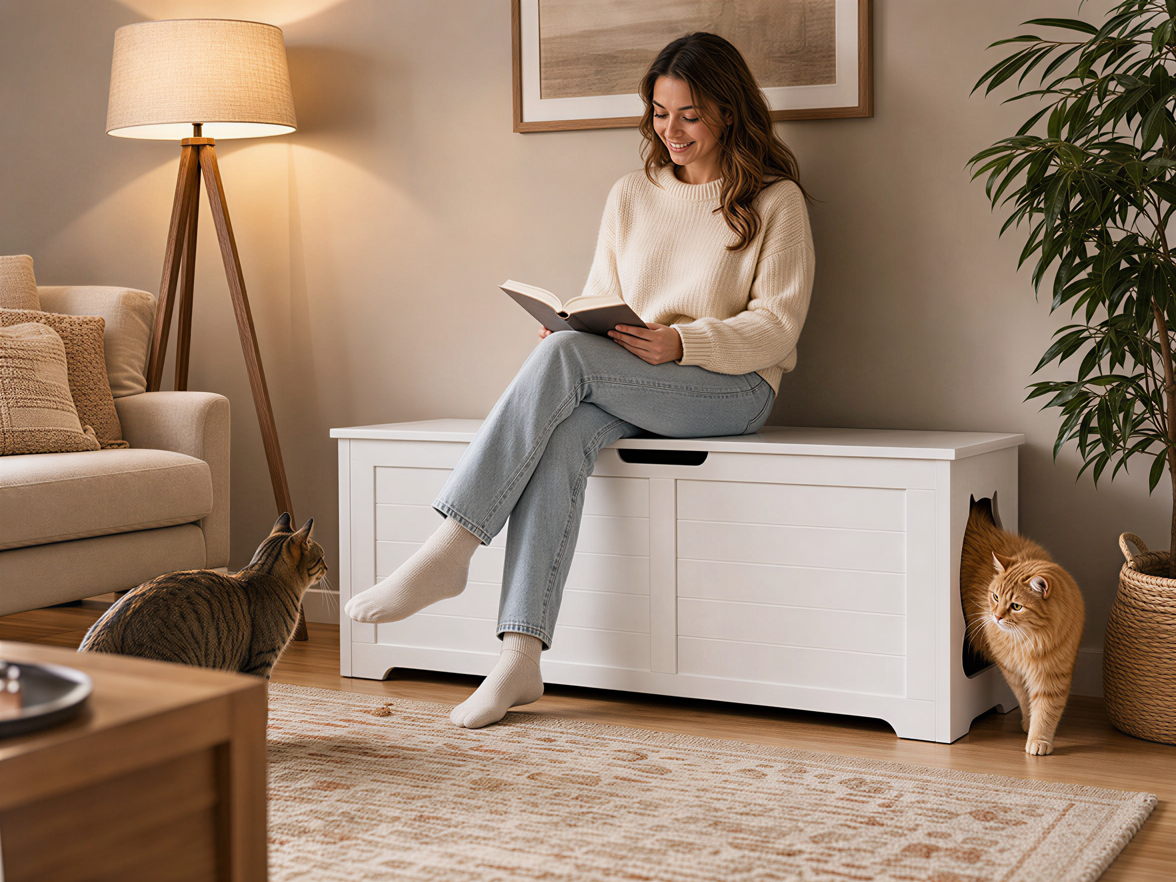 39.4" Top Open Cat Litter Box Enclosure Furniture – Hidden Cat