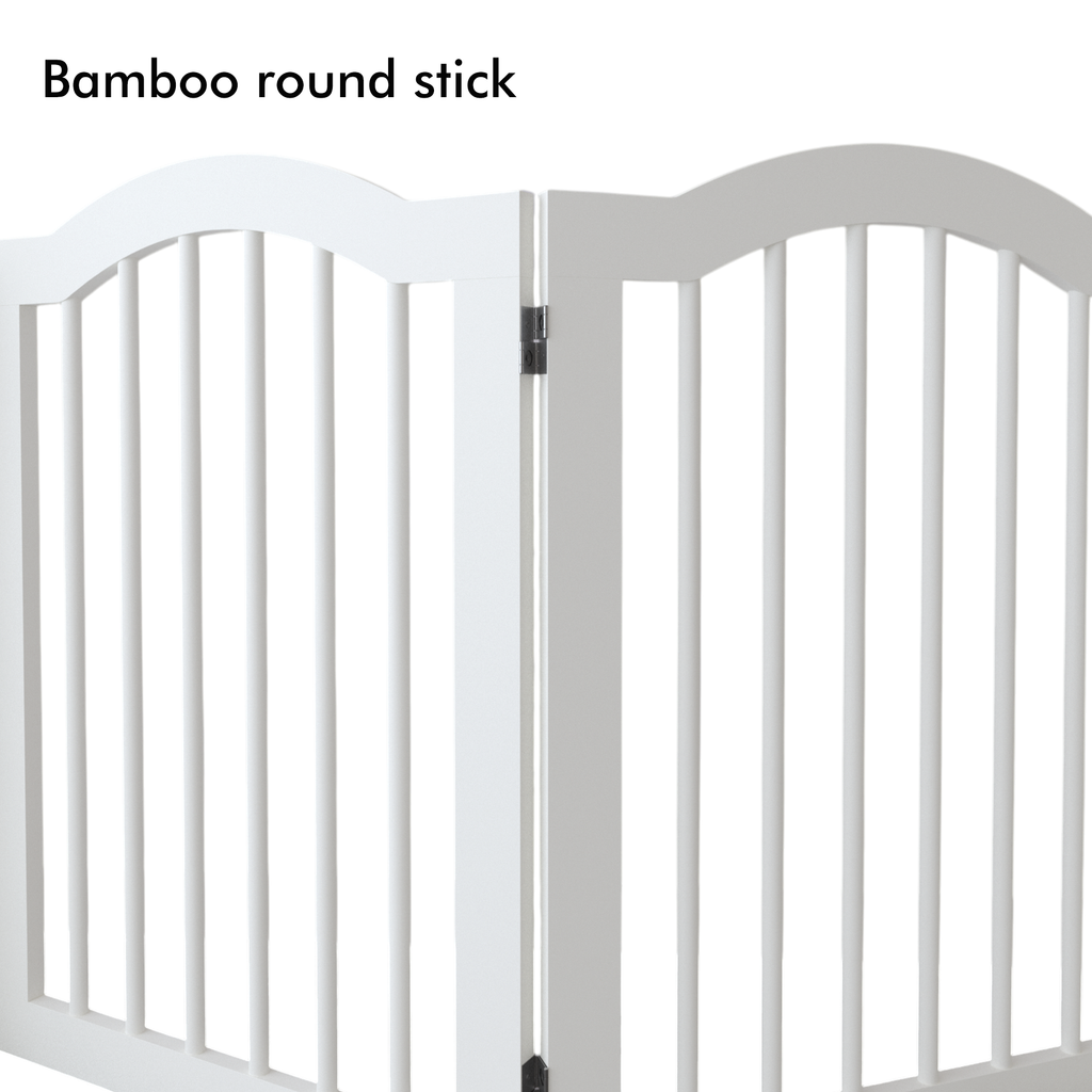 27.6" Tall Freestanding Wooden Pet Gate – Foldable 4-Panel Dog Safety
