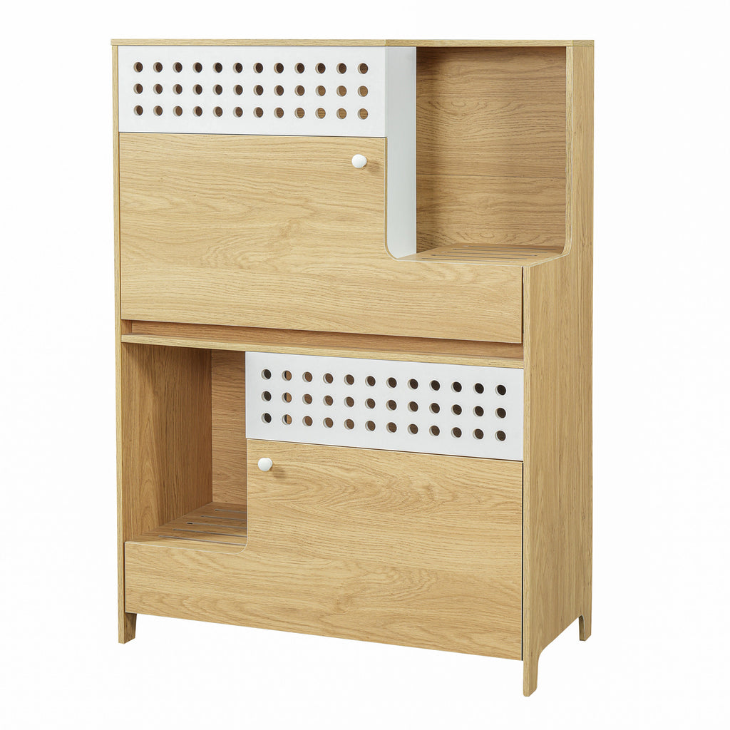2-Piece Modern Cat Litter Box Enclosure Set – Hidden Cat House Side