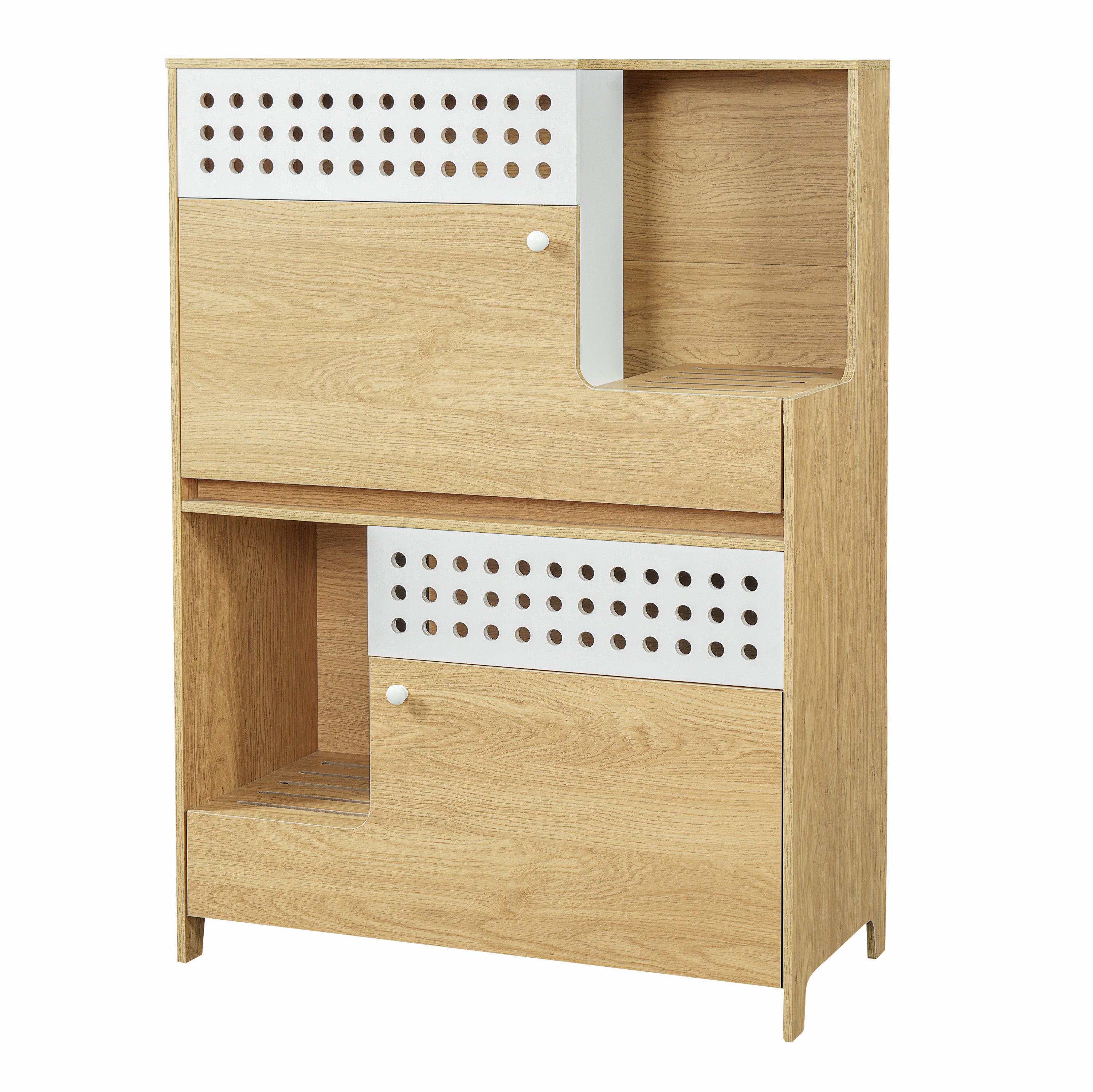 2-Piece Modern Cat Litter Box Enclosure Set – Hidden Cat House Side