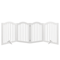 27.6" Tall Freestanding Wooden Pet Gate – Foldable 4-Panel Dog Safety