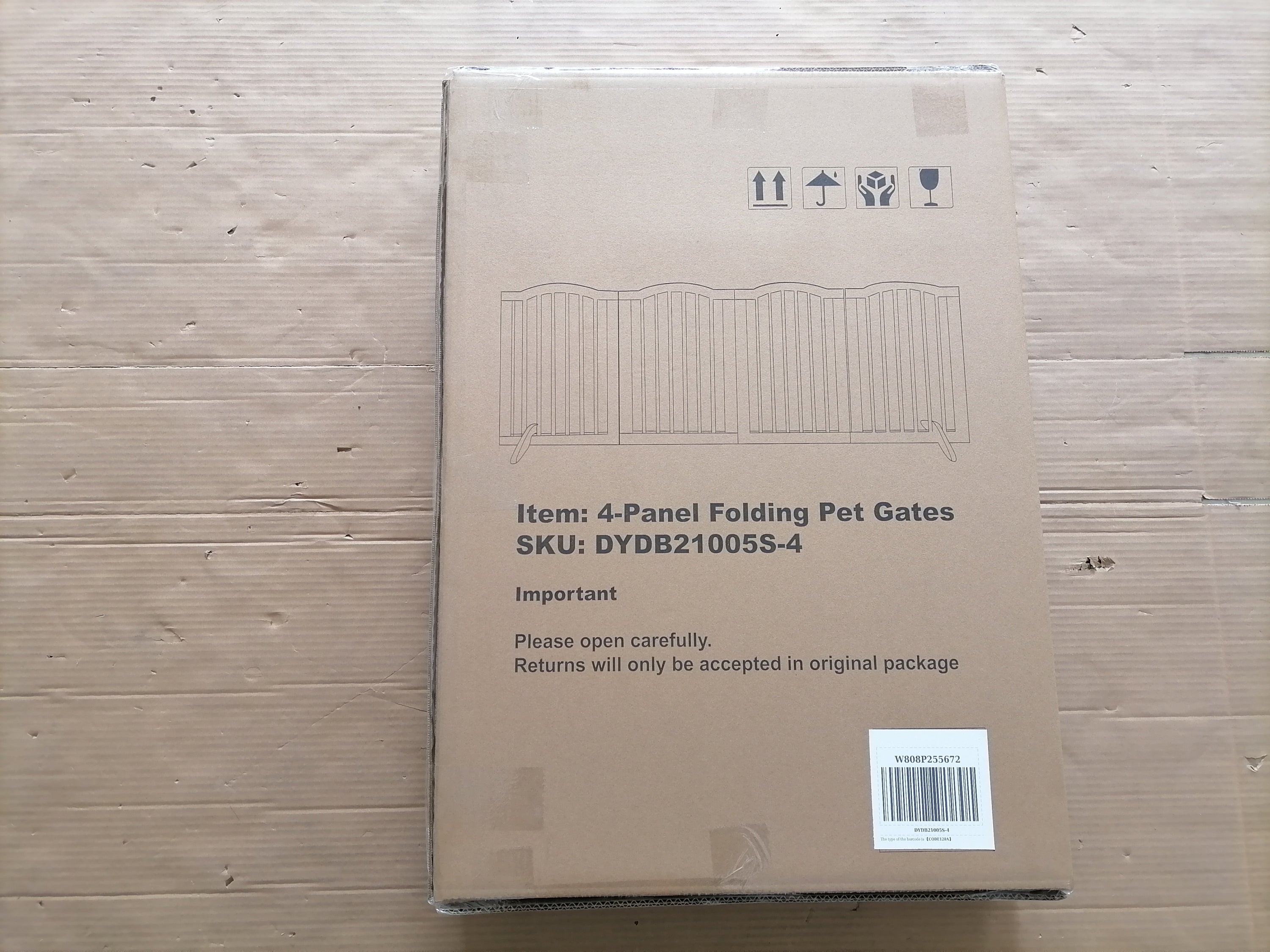 27.6" Tall Freestanding Wooden Pet Gate – Foldable 4-Panel Dog Safety