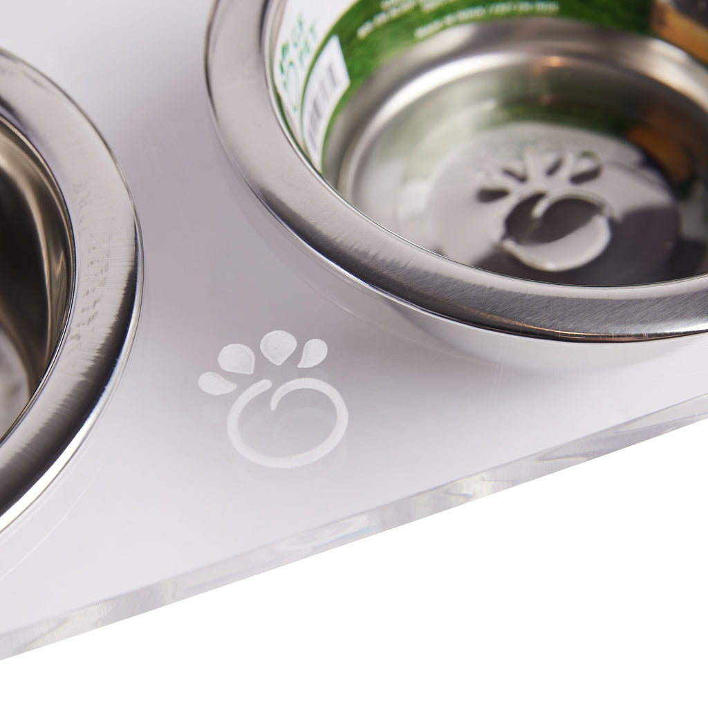 Acrylic and Stainless Steel Double Feeder - Clear, Minimalist, Stylish
