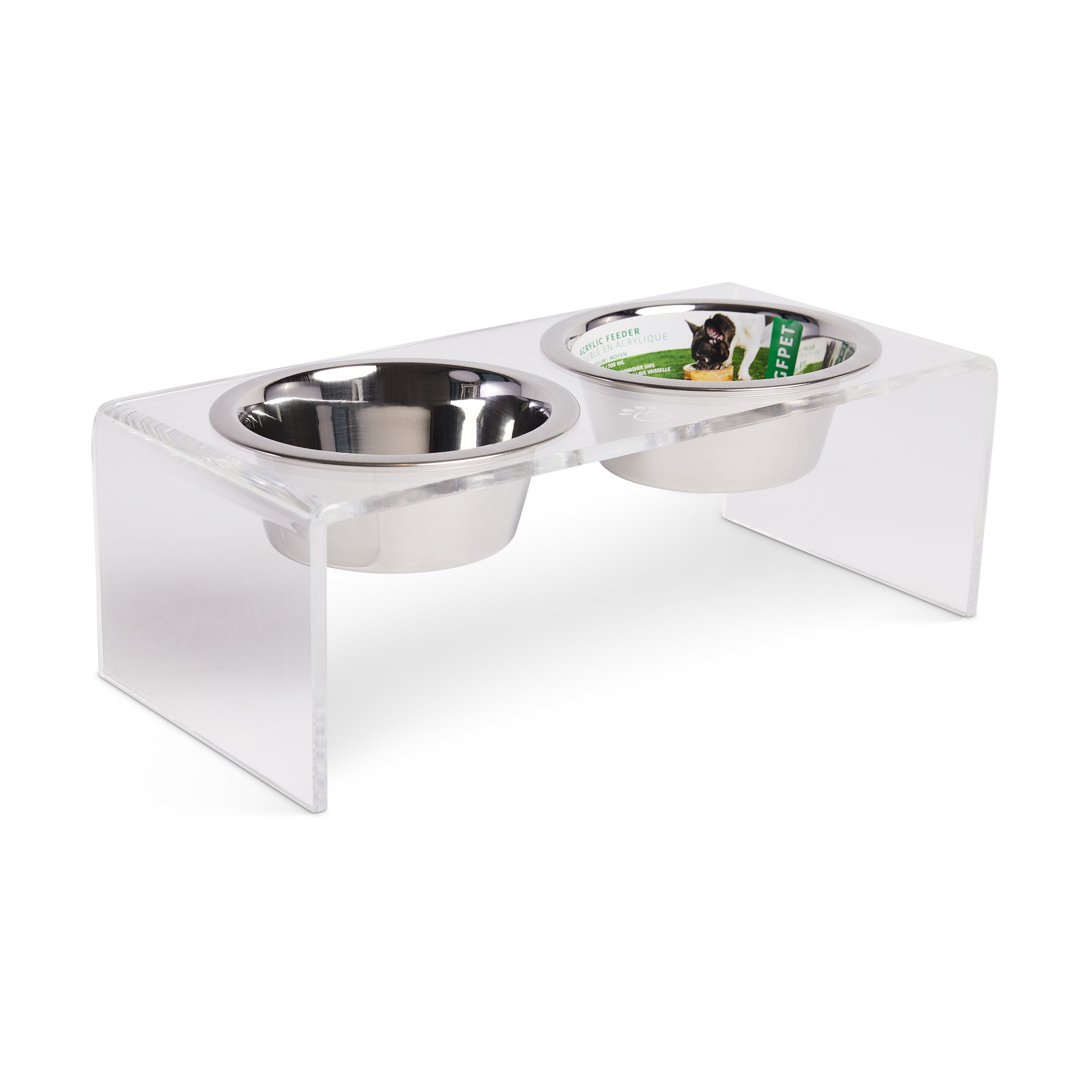 Acrylic and Stainless Steel Double Feeder - Clear, Minimalist, Stylish