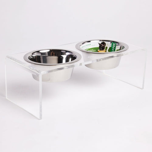 Acrylic and Stainless Steel Double Feeder - Clear, Minimalist, Stylish