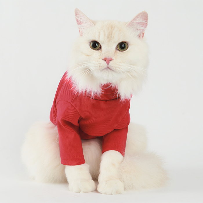 Red Turtleneck Cats and Dogs 100% Cotton