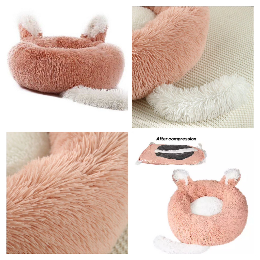 *** Plush Pet Bed with Ears and Tail for Cats and Small Dogs