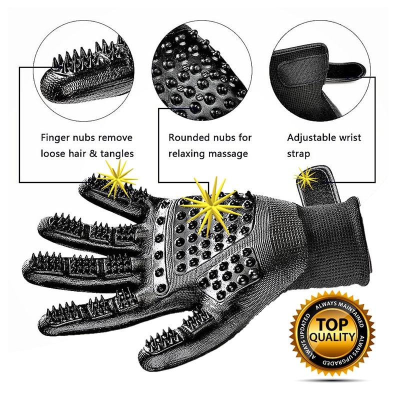 1 Pair Pet Grooming Gloves - Detangle and Deshedding