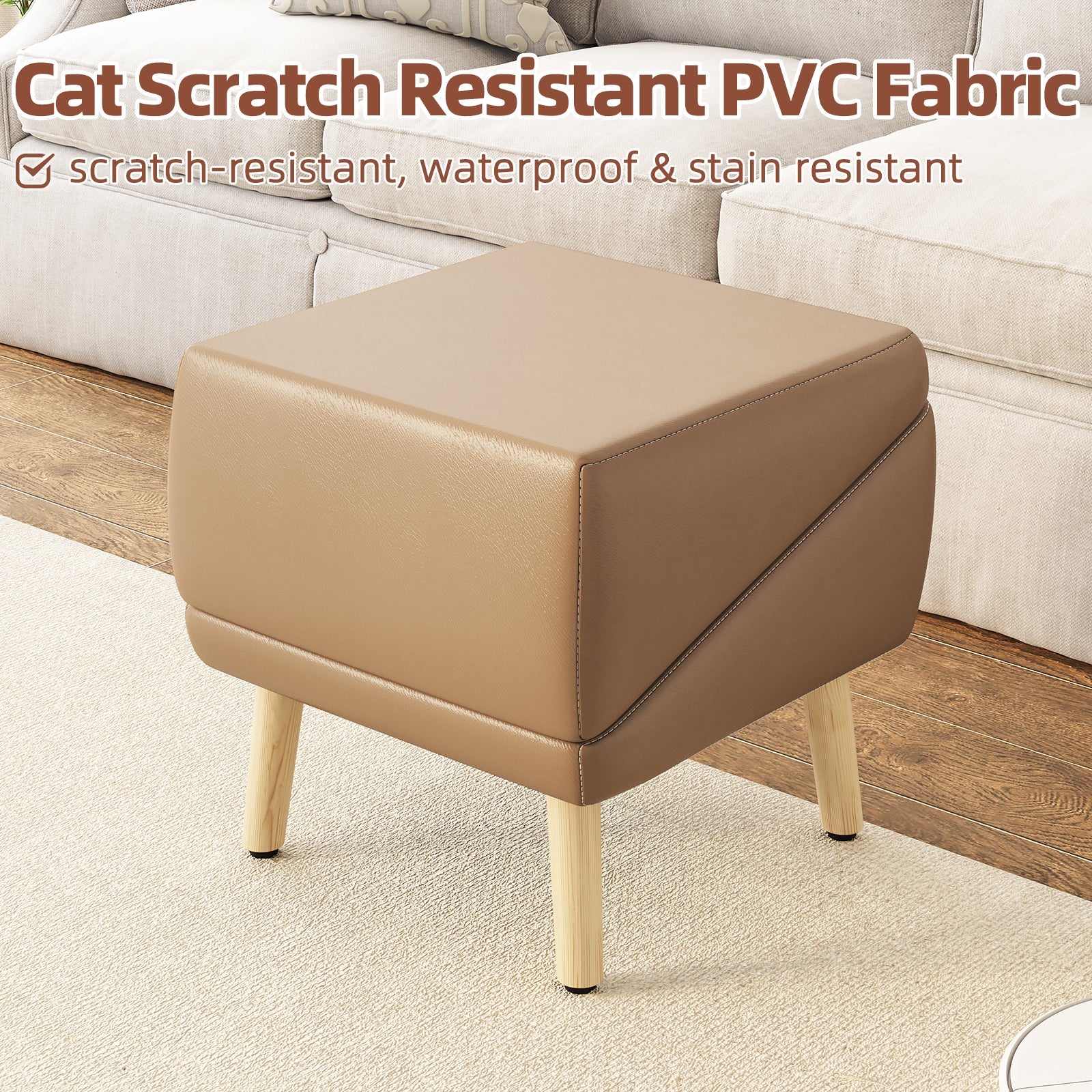 2-in-1 Foldable Dog Stairs & Ottoman – Non-Slip Wooden Pet Steps for